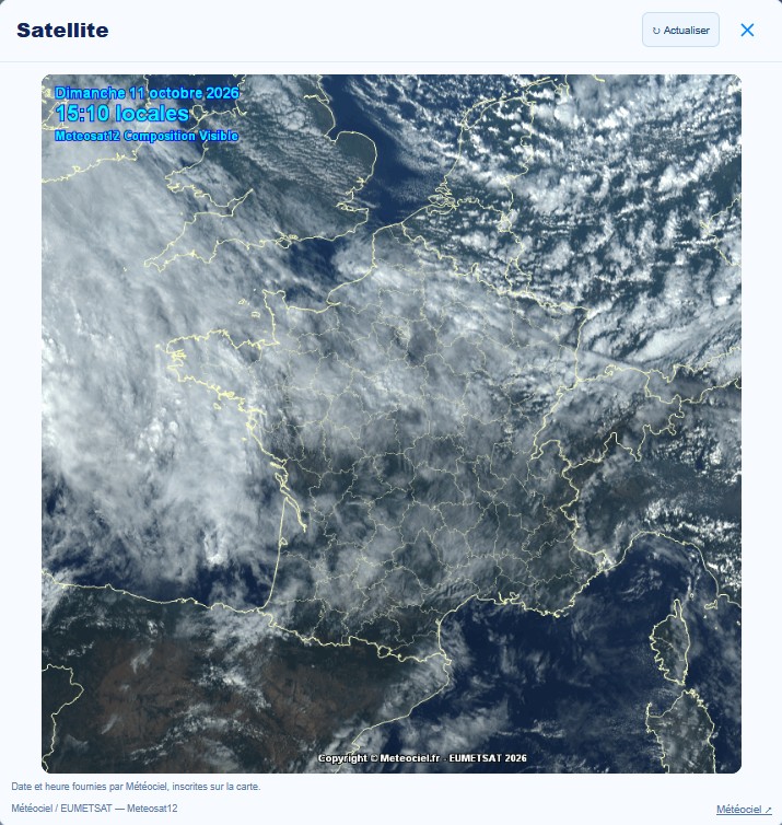 Animation satellite Météociel intégrée au panneau météo